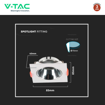 Portafaretto Quadrato da Incasso GU10/GU5.3 V-Tac VT-932