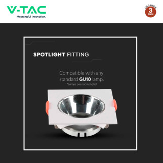 Portafaretto Quadrato da Incasso GU10/GU5.3 V-Tac VT-932