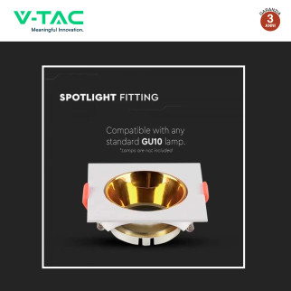 Portafaretto Quadrato Fisso Incasso Bianco Oro V-Tac VT-932