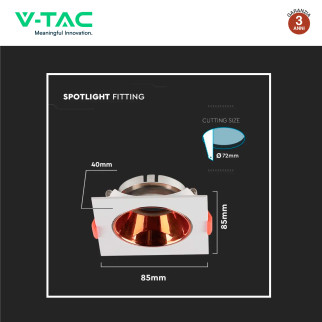 Portafaretto per GU10/GU5.3 Bianco e Oro Rosa V-Tac VT-932