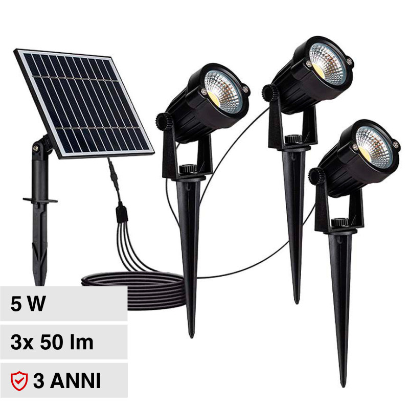 VT-11032 Lampada LED Giardino 3x1,2W IP65 con Pannello V-Tac