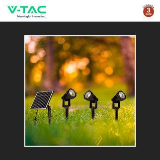 VT-11032 Lampada LED Giardino 3x1,2W IP65 con Pannello V-Tac