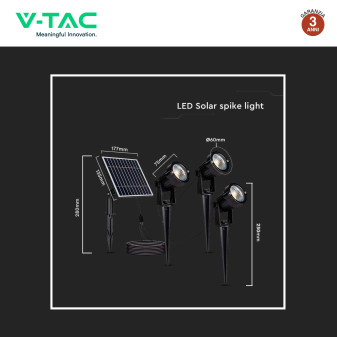 VT-11032 Lampada LED Giardino 3x1,2W IP65 con Pannello V-Tac