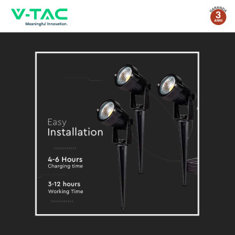 VT-11032 Lampada LED Giardino 3x1,2W IP65 con Pannello V-Tac