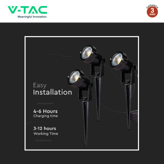 VT-11032 Lampada LED Giardino 3x1,2W IP65 con Pannello V-Tac