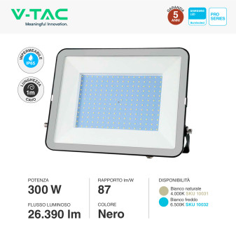 V-Tac Pro VT-44300 Faro LED 300W SMD IP65 Nero
