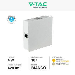 VT-704 Lampada LED da Muro 4W Bianca con 4 LED SMD IP65 V-Tac