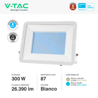 V-Tac Pro VT-44300 Faro LED 300W SMD IP65 bianco