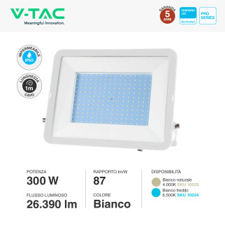 V-Tac Pro VT-44300 Faro LED 300W SMD IP65 bianco