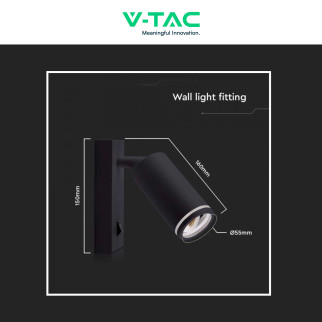 Portafaretto da Muro con Portalampada GU10 Nero V-Tac VT-429