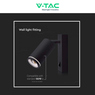 Portafaretto da Muro con Portalampada GU10 Nero V-Tac VT-429
