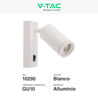 Porta faretto da Muro Portalampada GU10 Bianco V-Tac VT-429