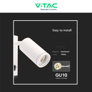 Porta faretto da Muro Portalampada GU10 Bianco V-Tac VT-429