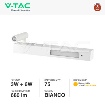 VT-2953 Lampada LED da Parete Doppia Sorgente 3W+6W LED V-Tac