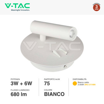VT-2963 Lampada LED da Parete Doppia Sorgente 3W+6W V-Tac