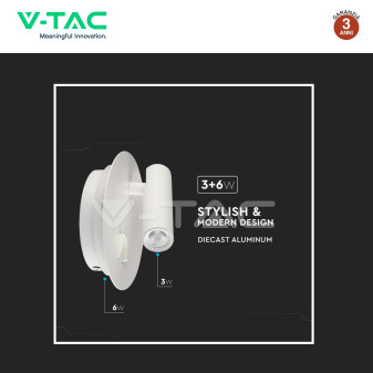 VT-2963 Lampada LED da Parete Doppia Sorgente 3W+6W V-Tac