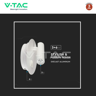VT-2963 Lampada LED da Parete Doppia Sorgente 3W+6W V-Tac
