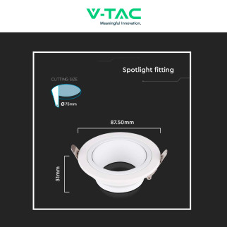 Portafaretto GU10 e GU5.3 (MR16) Bianco Orientabile V-Tac VT-429