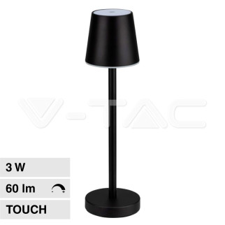 VT-7703 Lampada LED da Tavolo 3W Touch Dimmerabile Nera V-Tac