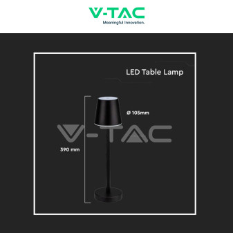 VT-7703 Lampada LED da Tavolo 3W Touch Dimmerabile Nera V-Tac
