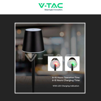 VT-7703 Lampada LED da Tavolo 3W Touch Dimmerabile Nera V-Tac