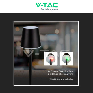 VT-7703 Lampada LED da Tavolo 3W Touch Dimmerabile Nera V-Tac