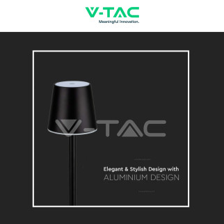 VT-7703 Lampada LED da Tavolo 3W Touch Dimmerabile Nera V-Tac