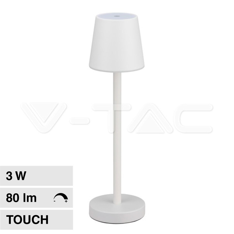 VT-7703 Lampada LED da Tavolo 3W Touch Dimmerabile Bianca V-Tac
