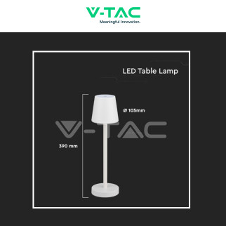 VT-7703 Lampada LED da Tavolo 3W Touch Dimmerabile Bianca V-Tac