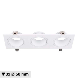 Portafaretto Triplo GU10 GU5.3 (MR16) Bianco Orientabile V-Tac VT-441