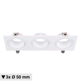 Portafaretto Triplo GU10 GU5.3 (MR16) Bianco Orientabile V-Tac VT-441