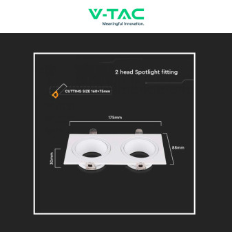 Portafaretto doppio GU10 GU5.3 (MR16) Bianco Orientabile V-Tac VT-439