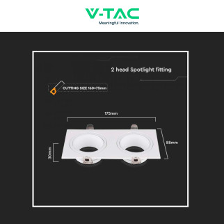 Portafaretto doppio GU10 GU5.3 (MR16) Bianco Orientabile V-Tac VT-439
