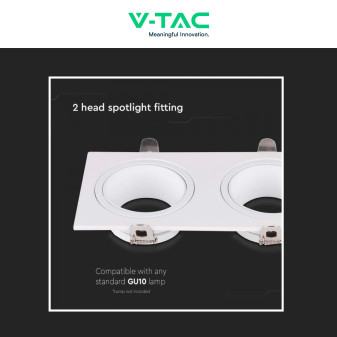 Portafaretto doppio GU10 GU5.3 (MR16) Bianco Orientabile V-Tac VT-439