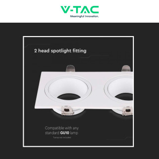 Portafaretto doppio GU10 GU5.3 (MR16) Bianco Orientabile V-Tac VT-439