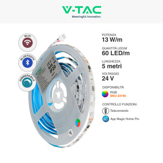 VT-5050 Striscia LED Flessibile Smart RGB con Telecomando 65W V-Tac