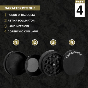 Champ High Grinder Tritatabacco 3 Parti Plastica Biodegradabile