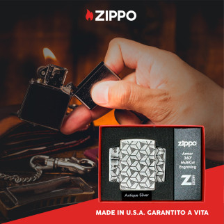 Accendino Zippo mod. 49883 Geometric Pattern Design Antivento Ricaricabile