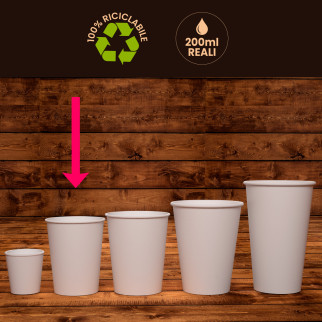 100 Bicchieri in Carta Riciclabile Verde Rosa Azzurro e Giallo 200ml