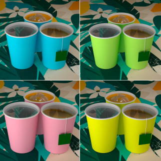 100 Bicchieri in Carta Riciclabile Verde Rosa Azzurro e Giallo 200ml