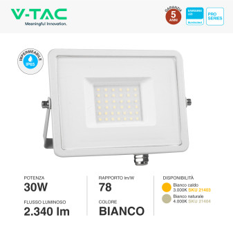VT-30 Faro LED SMD 30W IP65 Chip Samsung Bianco V-Tac