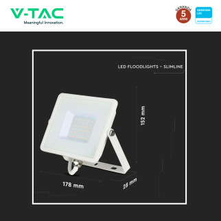 VT-30 Faro LED SMD 30W IP65 Chip Samsung Bianco V-Tac