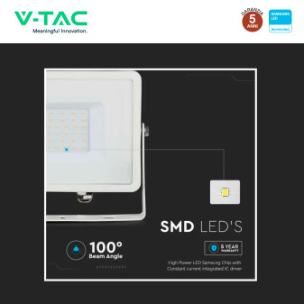 VT-30 Faro LED SMD 30W IP65 Chip Samsung Bianco V-Tac