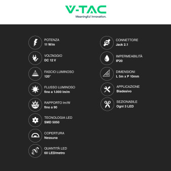 VT-5050 Striscia LED SMD Flessibile Monocolore 55W 5m V-Tac