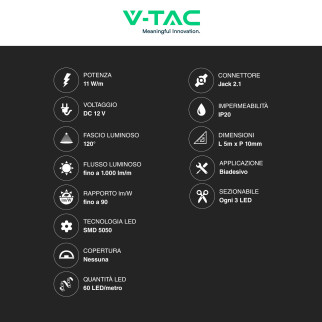 VT-5050 Striscia LED SMD Flessibile Monocolore 55W 5m V-Tac