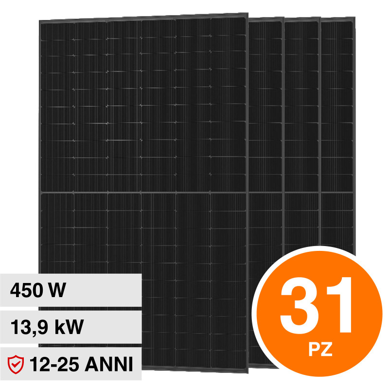 31 Pannelli Solari Fotovoltaici 450W IP68 120 Celle V-Tac