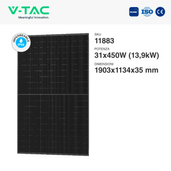 31 Pannelli Solari Fotovoltaici 450W IP68 120 Celle V-Tac
