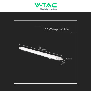 VT-80150 Tubo LED 48W 150cm Plafoniera Lineare Linkabile IP65 V-Tac