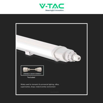VT-80150 Tubo LED 48W 150cm Plafoniera Lineare Linkabile IP65 V-Tac