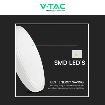 VT-8630 Plafoniera LED Rotonda 36W SMD IP44 Colore Bianco V-Tac